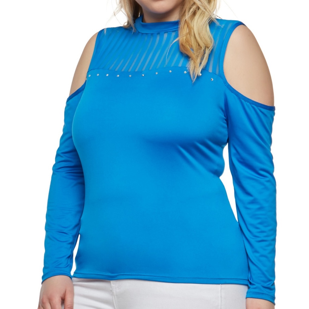 NEW Women's Plus Size Studded Royal Blouse Sz 1X